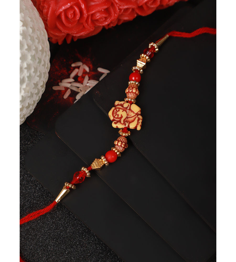 YouBella Designer Bracelet Rakhi and Greeting Card Combo Set for Brother Raksha Bandhan Gift for Brother (Style 3)